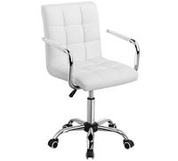 Yaheetech Pu Leather Modern Office Chair With Armrests - White