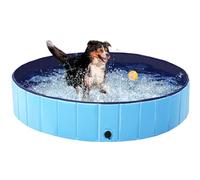 Yaheetech PVC Foldable Dog Paddling Pools Pet Swimming Pool Portable Puppy Extra Large Bathing Tub with Brush for Indoor Outdoor 140 x 30cm Blue