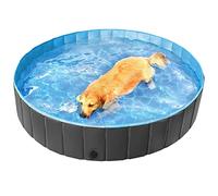 Yaheetech PVC Foldable Pet Dog Paddling Pool Puppy Swimming Pool Portable Dog Pool Extra Large Bathing Tub for Indoor Outdoor 160 x 30cm Black