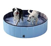 Yaheetech PVC Foldable Pet Dog Paddling Pool Puppy Swimming Pool Portable Dog Pool Large Bathing Tub with Brush for Indoor Outdoor 120 x 30cm Blue