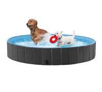 Yaheetech PVC Foldable Pet Paddling Pool Dog Swimming Pools Portable Puppy Extra Large Bathing Tub with Brush for Indoor Outdoor 180 x 30cm Black