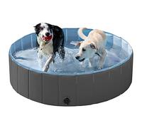 Yaheetech PVC Foldable Pet Paddling Pool Dog Swimming Pools Portable Puppy Large Bathing Tub with Brush for Indoor Outdoor 120 x 30cm Black