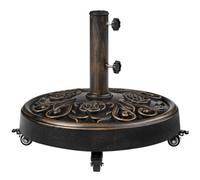 Yaheetech Rolling Self-Weight 25Kg Umbrella Base Stand With Rose Pattern, Bronze