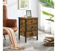 Yaheetech Rustic Brown 3-Drawer Bedside Table Vertical Side Table Storage Organizer