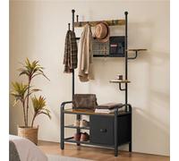 Yaheetech Rustic Brown 3-Layer Industrial Hall Tree With Cat House And Shoe Racks