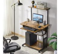 Yaheetech Rustic Brown 3 Tiers Computer Desk With Printer Shelf