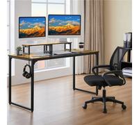 Yaheetech Rustic Brown Computer Desk With 2 Desk Grommets