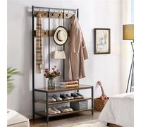 Yaheetech Rustic Brown Industrial Metal Hallway Rack With Bench