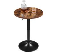 Yaheetech Rustic Brown Round Bar Table With Adjustable Height