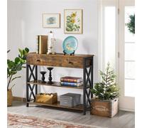Yaheetech Abician Vintage Wooden Console Table Entryway Table with Drawer and Shelves Rustic Brown, Brown