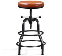 Yaheetech Rustic Swivel Bar Stool For Kitchen Bar Light Brown