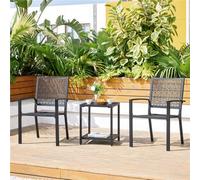 Yaheetech Set Of 2 Black Outdoor Patio Dining Chairs With Slatted Seat