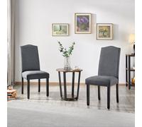 Yaheetech Set Of 2 Dark Grey Classic Fabric Upholstered Dining Chair With Nailhead Trim