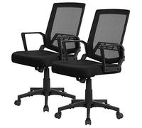 Yaheetech Set of 2 Ergonomic Desk Chair Adjustable Office Chair Mid-Back Study Task Chair with Back Support for Home Work or Study