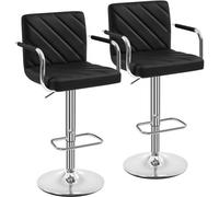 Yaheetech Set Of 2 Faux Leather Bar Stools Black