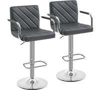 Yaheetech Set Of 2 Faux Leather Bar Stools Dark Grey