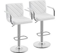 Yaheetech Set Of 2 Faux Leather Bar Stools White