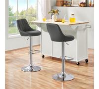 Yaheetech Abician Set of 2 Swivel Bar Stools With Backrest For Bar Kitchen Restaurant Dark Grey, Grey