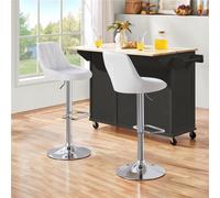 Yaheetech Set Of 2 Faux Leather Swivel Bar Stools With Backrest And Footrest White