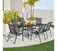 Yaheetech Set Of 2 Grey Outdoor Texteline Stackable Dining Chairs With Backrest And Armrests