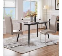 Yaheetech Set Of 2 Light Brown Faux Leather Dining Chairs With Metal Legs For Kitchen Dining Room