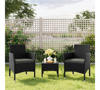Yaheetech Set Of 2 Patio Pe Rattan Armchairs With Cushions, Black/grey
