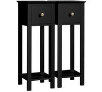 Yaheetech Set Of 2 Slim End Tables With Drawer Black