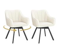 Yaheetech Set of 2 Swivel Dining Chair with Armrests and Backrest, Modern Velvet Side with Metal Legs and Rotating Seat,Kitchen Chair for Dining Room,Living Room,Bedroom,Office,Beige