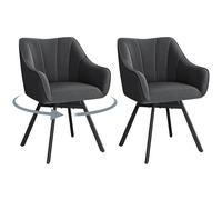 Yaheetech Set of 2 Swivel Dining Chair with Armrests and Backrest, Modern Velvet Side with Metal Legs and Rotating Seat,Kitchen Chair for Dining Room,Living Room,Bedroom,Office,Gray