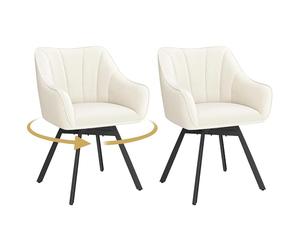 Yaheetech Set of 2 Swivel Dining Chair with Armrests and Backrest, Modern Velvet Side with Metal Legs and Rotating Seat,Kitchen Chair for Dining Room,Living Room,Bedroom,Office,Beige