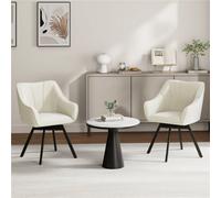 Yaheetech Set Of 2 Swivel Dining Chairs With Armrests And Backrest - Beige