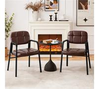 Yaheetech Set Of 2 Upholstered Reception Chair With Armrest Brown