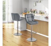 Yaheetech Set Of 2 Velvet Swivel Stools With Adjustable Seat Height For Kitchen Bar Dark Grey
