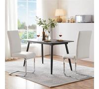 Yaheetech Set Of 2 White Faux Leather Dining Chairs With Metal Legs For Kitchen Dining Room
