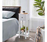 Yaheetech Set Of 2 White Slim Bedside Tables With Storage Drawers Nightstand For Living Room Bedroom