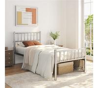 Yaheetech Silver 3Ft Single Metal Bed Frame With Slatted Headboard And Footboard