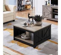 Yaheetech Square Wooden Coffee Table Side Table With Storage For Small Spaces Grey