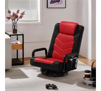Yaheetech Swivel Floor Gaming Chair With Armrests And Adjustable Backrest - Black/red