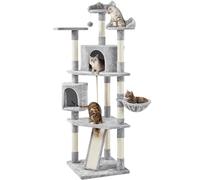 Yaheetech Tall Cat Tree, Multi Level Cat Tower for Indoor Cats, Large Pet Condo Sisal-Covered Scratching Posts Activity Centre Pet Furniture, 200cm, Light Grey