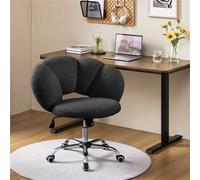 Yaheetech Upholstered Desk Chair With Cloud Shaped Backrest - Black