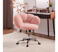 Yaheetech Upholstered Desk Chair With Cloud Shaped Backrest - Pink
