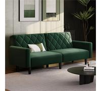 Yaheetech Velvet 2 Seater Convertible Sofa - Green