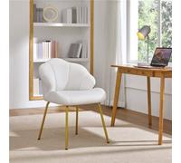 Yaheetech Velvet Accent Chair With Shell-Shaped Backrest - White
