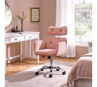 Yaheetech Velvet Desk Chair With Adjustable Headrest - Pink