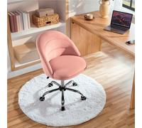 Yaheetech Velvet Swivel Desk Chair With Adjustable Seat Height - Pink
