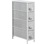 Yaheetech Vertical Slim Chest of Drawers with 4 Fabric Drawers, Light Gray | Steel Frame & MDF Top Board, 4 Removable Non-Woven Fabric Drawers, For Narrow Bathroom Kitchen Living Spaces
