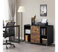 Yaheetech Vintage File Cabinet With 4 Open Storage Shelves, Black/rustic Brown