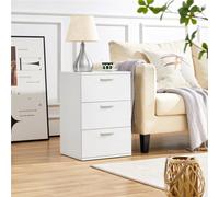Yaheetech White 3-Drawer Bedside Table Vertical Side Table With Handles