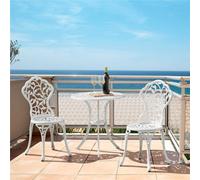 Yaheetech White 3 Piece Patio Bistro Table Set
