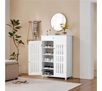 Yaheetech White 5-Tier Shoe Storage Cabinet With Louvered Door